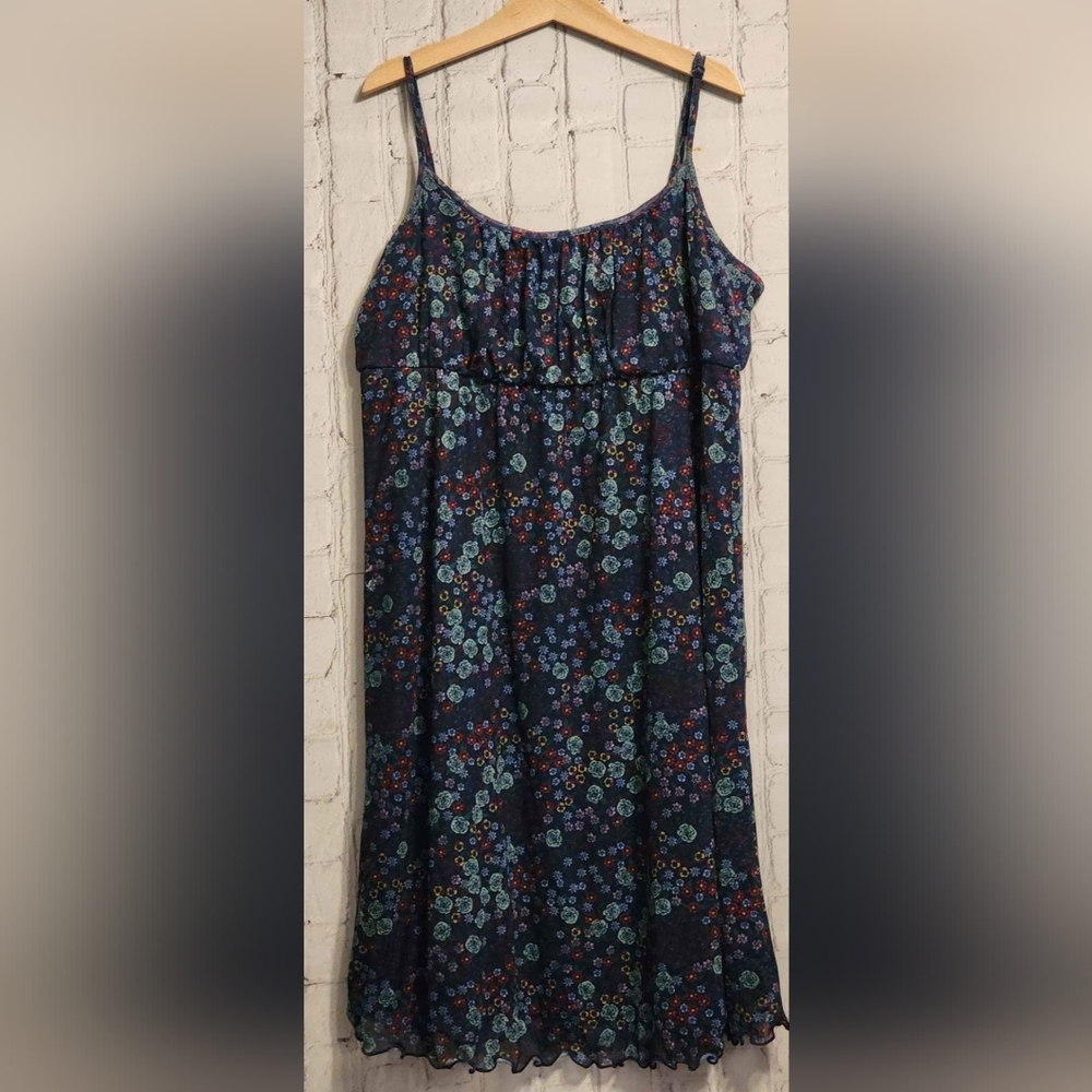 TakePride Floral Smocked Lettuce Hem Mini Dress XSmall